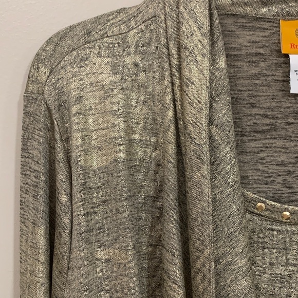 Ruby Rd. Shimmering Gold Cardigan - Picture 3 of 8